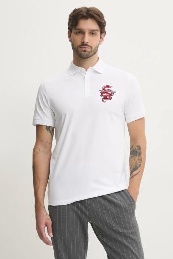 Bavlnené polo tričko Karl Lagerfeld biela farba, s nášivkou, 551225.745400