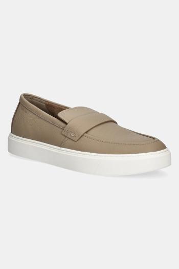 Kožené mokasíny Calvin Klein MOCCASIN LTH UNLINED pánske, hnedá farba, HM0HM01813