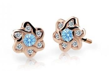 Cutie Jewellery Detské náušnice z ružového zlata C2149-30-X-4 svetlo modrá