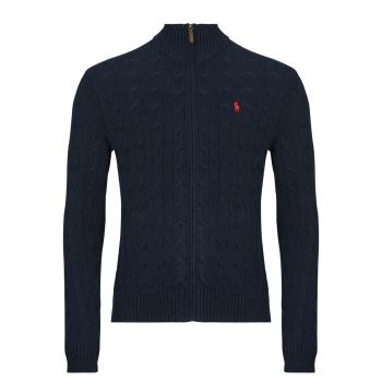 Polo Ralph Lauren  GILET ZIPPE EN MAILLE TORSADEE  Vesty bez rukávov/Cardigany Námornícka modrá