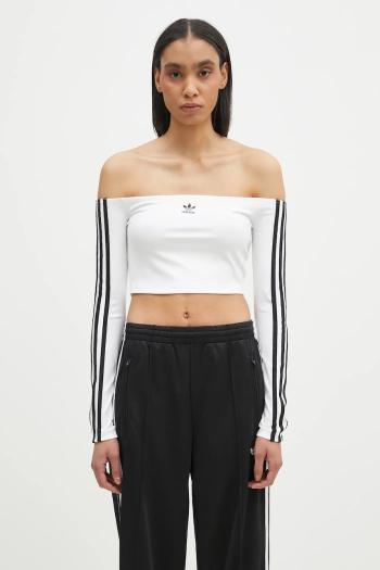 Tričko s dlhým rukávom adidas Originals Off Shoulder dámske, biela farba, španielsky výstrih, JD0275