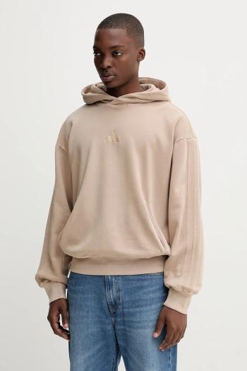 Mikina adidas ALL SZN béžová farba, s kapucňou, jednofarebná, JL6537