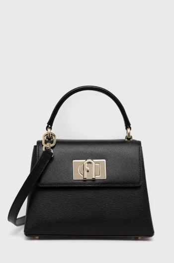 Kožená kabelka Furla čierna farba