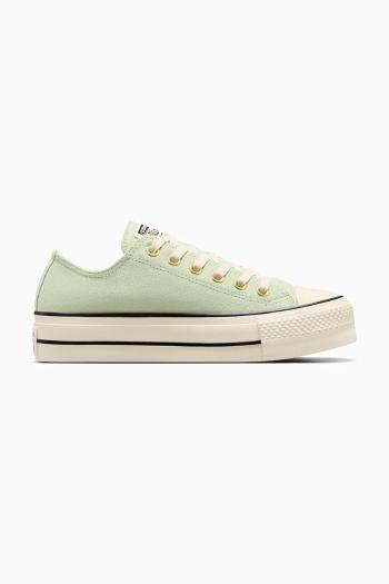 Semišové tenisky Converse Chuck Taylor All Star Lift zelená farba, A13825C
