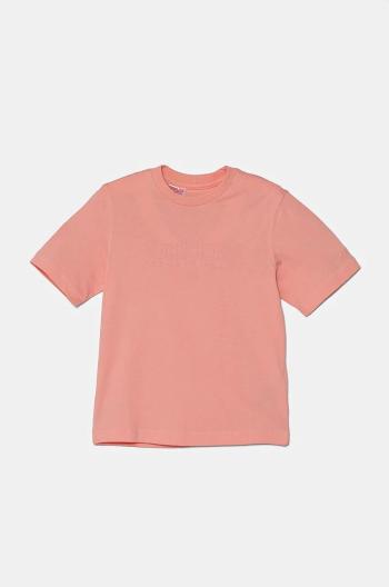 Detské bavlnené tričko adidas J SZN GFX TEE ružová farba, IV7114