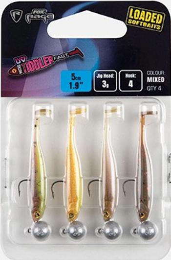 Fox rage gumová nástraha ultra uv micro tiddler fast mixed colour loaded lure pack 5 cm 4 ks