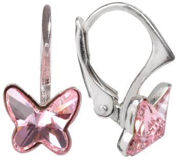 Levien Dievčenské strieborné náušnice Butterfly Light Rose