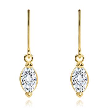 Náušnice zo žltého 14K zlata - žiarivý zrnkový diamant čírej farby