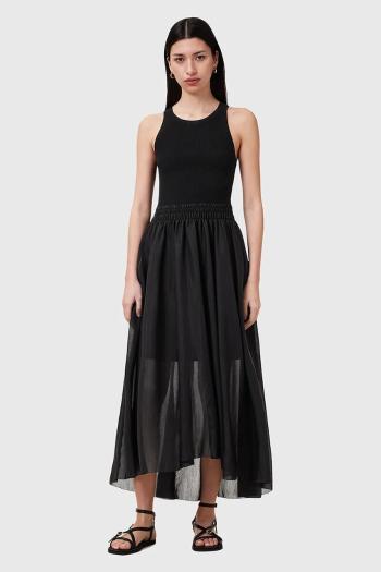 Šaty AllSaints ZENIA čierna farba, midi, áčkový strih, W188DC
