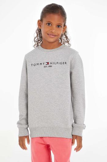 Detská bavlnená mikina Tommy Hilfiger šedá farba,s nášivkou,KS0KS00212