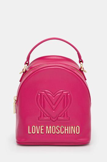 Kožený ruksak Love Moschino dámsky, ružová farba, malý, s nášivkou, JC4361PP0L