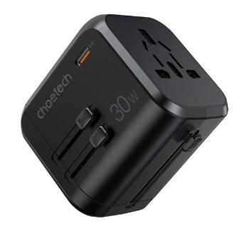 Choetech PD5008 hálózati töltő 3xUSB-A+ USB-C, 30W GaN, fekete