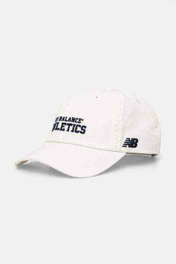 Bavlnená šiltovka New Balance béžová farba, s nášivkou, LAH51014SST