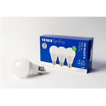 Tesla – LED žiarovka BULB E27, 8 W, 230 V, 806 lm, 25 000 h, 4 000 K denná biela, 220st 3 ks v balen (BL270840-3PACK)