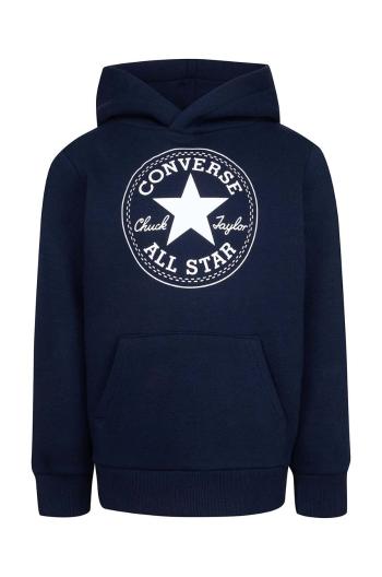 Detská mikina Converse zelená farba, s kapucňou, s potlačou
