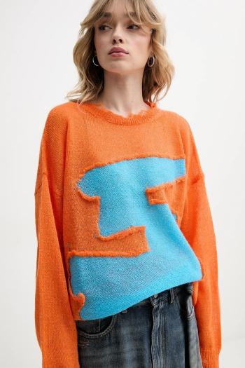 Sveter s prímesou vlny MM6 Maison Margiela dámsky, oranžová farba, tenký, S52HL0040.M13088