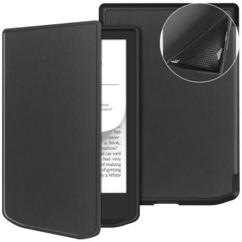 LEATHER Zaklápací kryt pre PocketBook 619 Verse Lite čierny