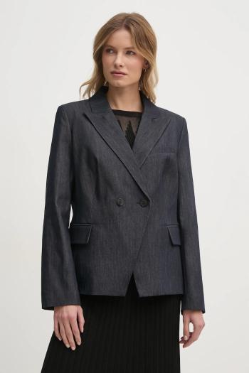 Sako Dkny tmavomodrá farba, dvojradové, melanžové, DJ4J6010