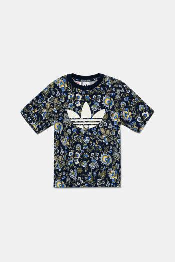 Detské bavlnené tričko adidas Originals tmavomodrá farba, s potlačou, JV7818