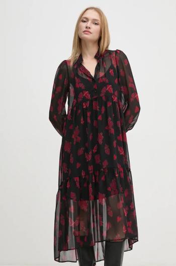 Šaty Sisley čierna farba, midi, áčkový strih, 42UMLV06U