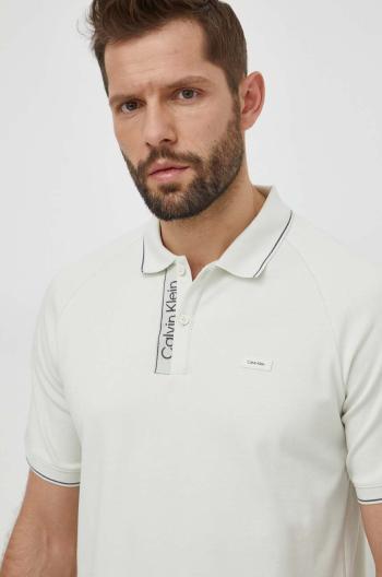 Bavlnené polo tričko Calvin Klein zelená farba,s nášivkou,K10K112463