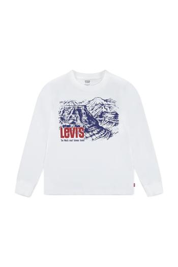 Detská bavlnená košeľa s dlhým rukávom Levi's CANYON LS TEE béžová farba, s potlačou, 9EN992