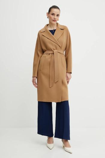 Vlnený kabát Weekend Max Mara dámsky, hnedá farba, prechodný, 2515011011600