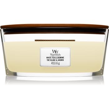 Woodwick White Tea & Jasmine vonná sviečka s dreveným knotom (hearthwick) 453.6 g