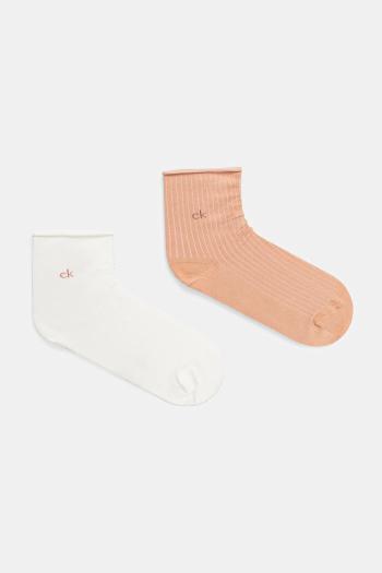 Ponožky Calvin Klein 2-pak dámske, oranžová farba, 701229681