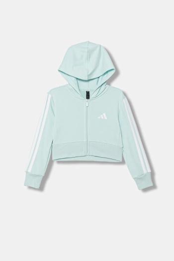 Detská mikina adidas tyrkysová farba, s kapucňou, s nášivkou, JY4984