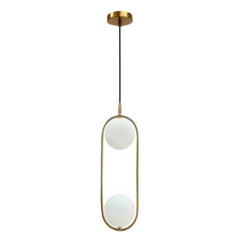 Závesná lampa Cordel, brúsené zlato, 2x28W G9, biele tienidlo
