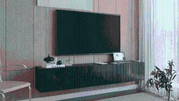 ArtExt Závesný TV stolík JOY | 200 cm Farba: Čierny lesk (drážky)