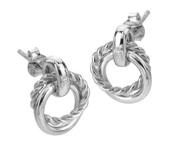 Hot Diamonds Štýlové visiace strieborné náušnice s diamantmi Willow DE805