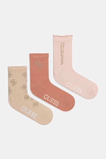 Ponožky Guess RHINESTONES 3-pak dámske, ružová farba, O5RG07 KBZU0