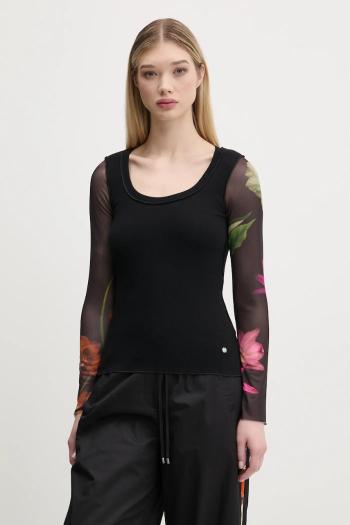 Tričko s dlhým rukávom Desigual FLINT dámske, čierna farba, 25SWTK93