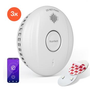 Klarstein SmartVigil Connect WiFi detektor dymu, Sada 3 ks, 3-ročná batéria, ovládanie pomocou aplikácie, bez vŕtania