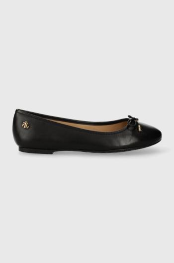Kožené balerínky Lauren Ralph Lauren Jayna čierna farba, 802941000000