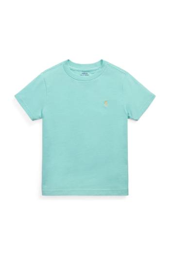 Detské bavlnené tričko Polo Ralph Lauren tyrkysová farba, jednofarebné, 322832904176