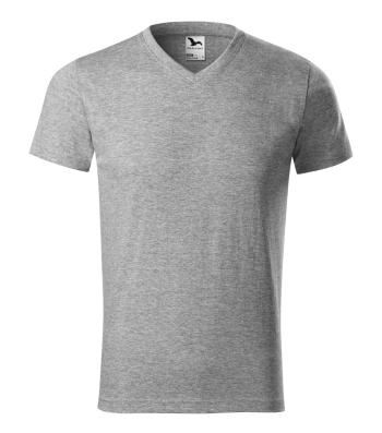 MALFINI Tričko Heavy V-neck - Tmavošedý melír | L