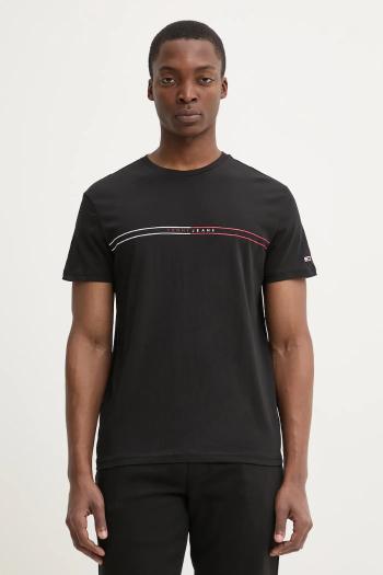 Tričko Tommy Jeans pánske, čierna farba, s potlačou, DM0DM20779