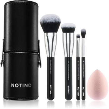 Notino Makeup Brushes Essential Professional Make-Up Brushes & Sponge Set sada štetcov s puzdrom 5 ks