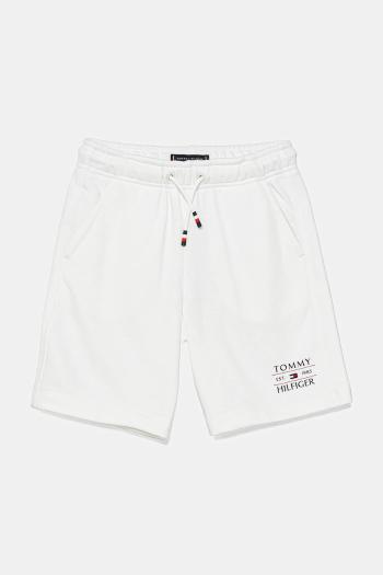 Detské krátke nohavice Tommy Hilfiger biela farba, nastaviteľný pás KB0KB09481