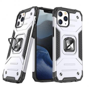 MG Ring Armor plastový kryt na iPhone 13, strieborný