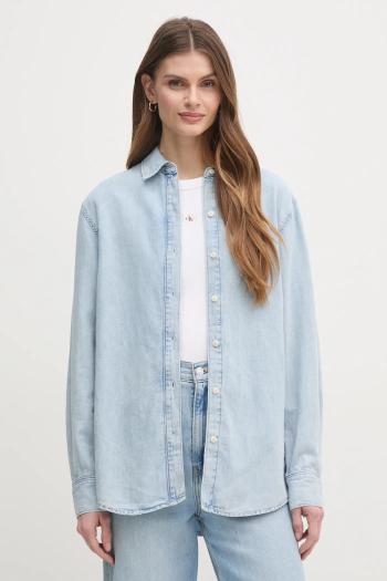 Rifľová košeľa Calvin Klein dámska, regular, s klasickým golierom, K20K208414