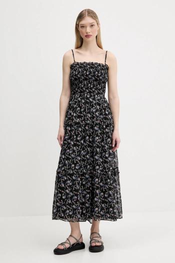 Šaty Tommy Jeans čierna farba, maxi, áčkový strih, DW0DW20339