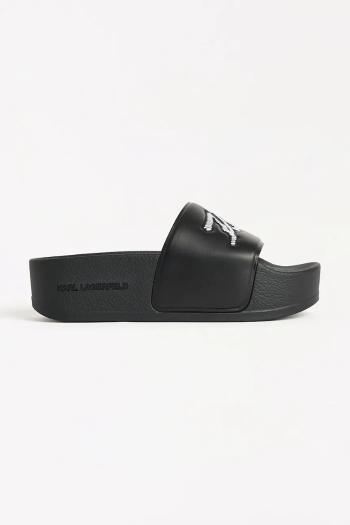 Šľapky Karl Lagerfeld KONDO MAXI dámske, čierna farba, na platforme, KL80872