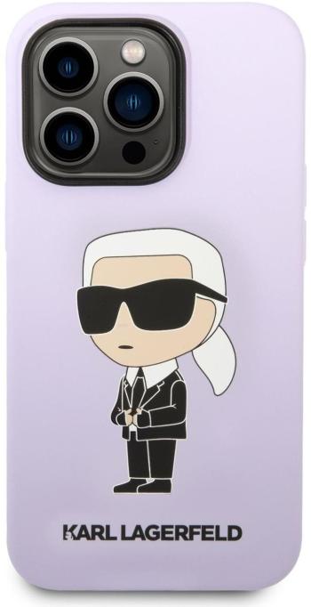 Telefon tok Karl Lagerfeld Liquid Silicone Ikonik NFT hátlap iPhone 14 Pro Purple készülékhez