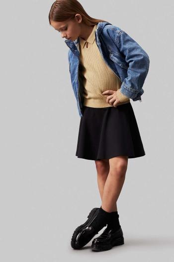 Dievčenská sukňa Calvin Klein Jeans čierna farba, mini, rovný strih, IG0IG02521