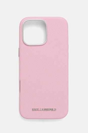 Puzdro na mobil Karl Lagerfeld iPhone 16 Pro Max ružová farba, KLHMP16XPSAFWMCP