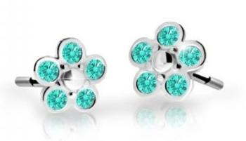 Cutie Jewellery Detské kvietkové náušnice z bieleho zlata C2744-30-X-2 svetlo zelená